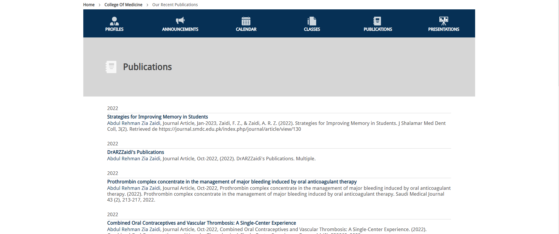 Alfaisal University Faculty Portal Publication