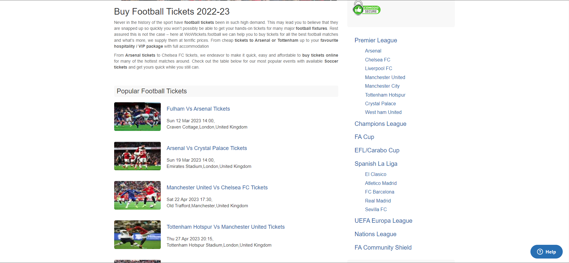 WOWtickets.football Homepage